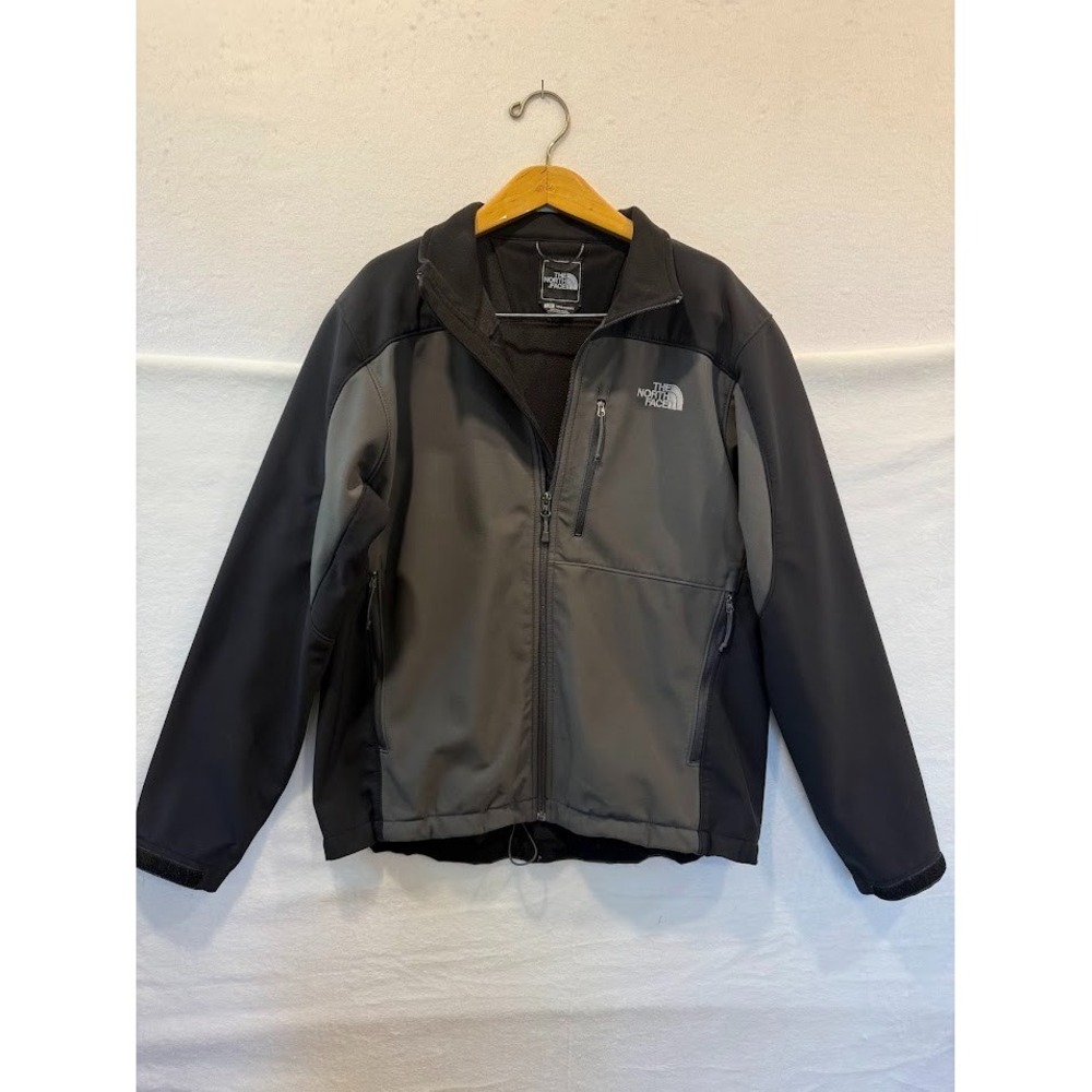 The North Face Softshell Jacket Mens L Black Gray Full Zip Apex Coat